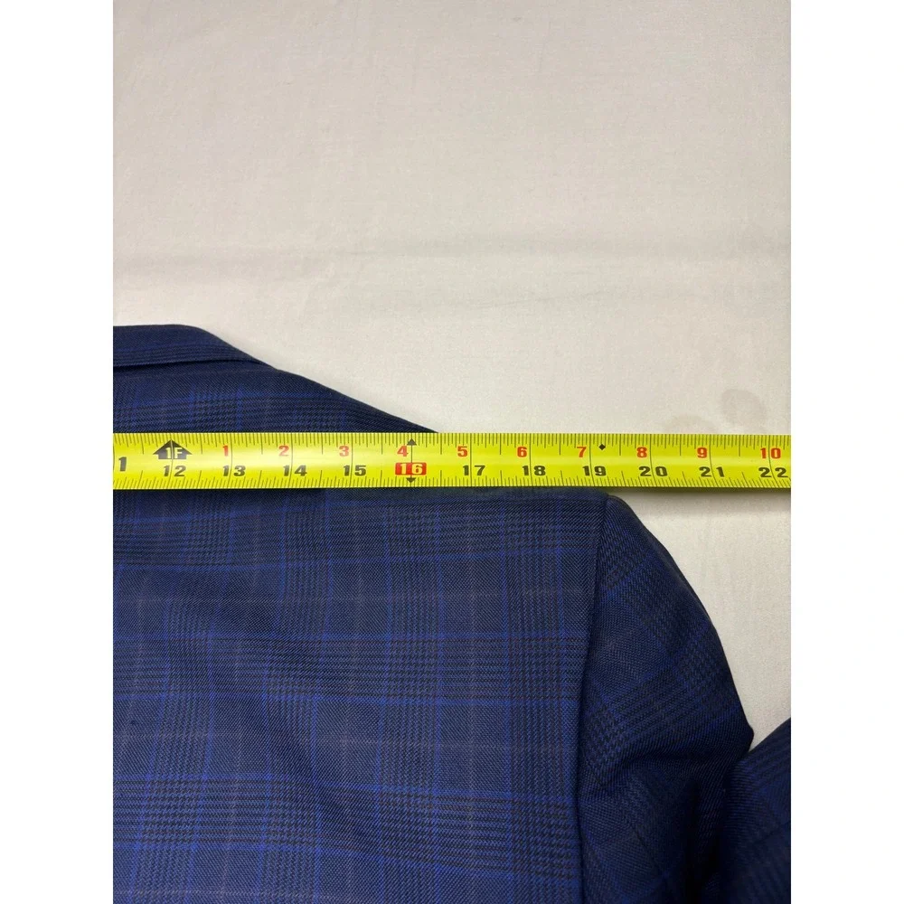 Jos A Bank Reserve Silk Wool Blazer Mens 40R Blue Burgundy Plaid Granada Sport